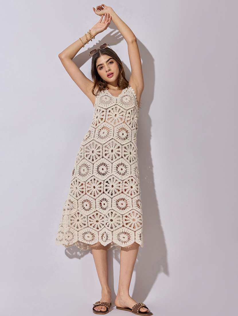 women self designed sleeveless a-line dress - 22396125 -  Standard Image - 5