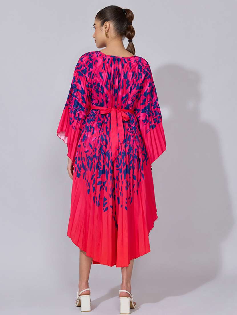 women printed kimono sleeve flared dress - 22396130 -  Standard Image - 3