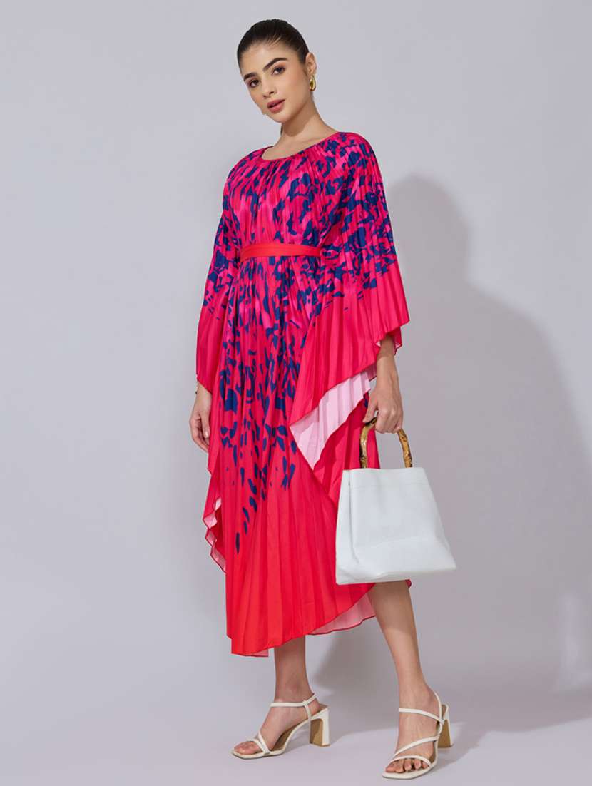 women printed kimono sleeve flared dress - 22396130 -  Standard Image - 5