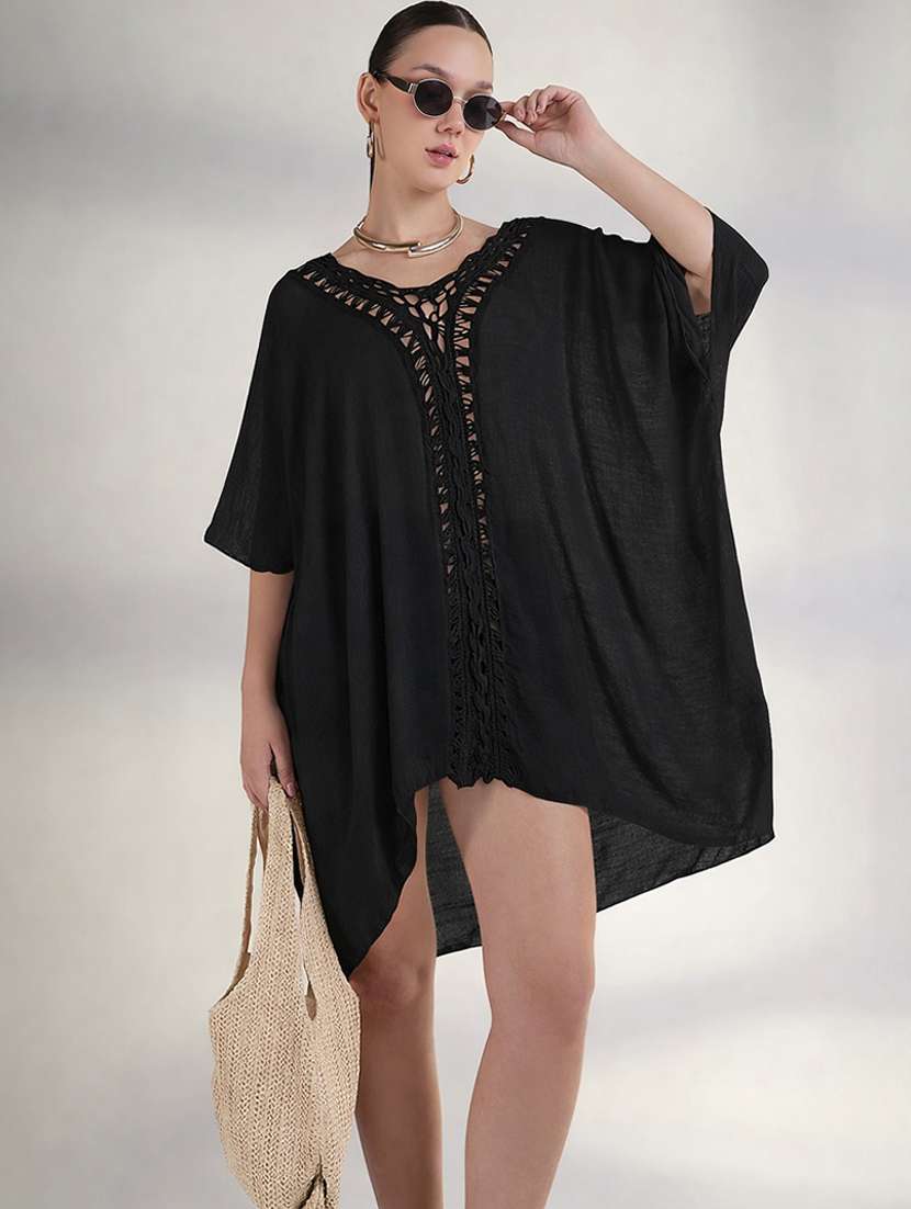 women solid kimono sleeve high low dress