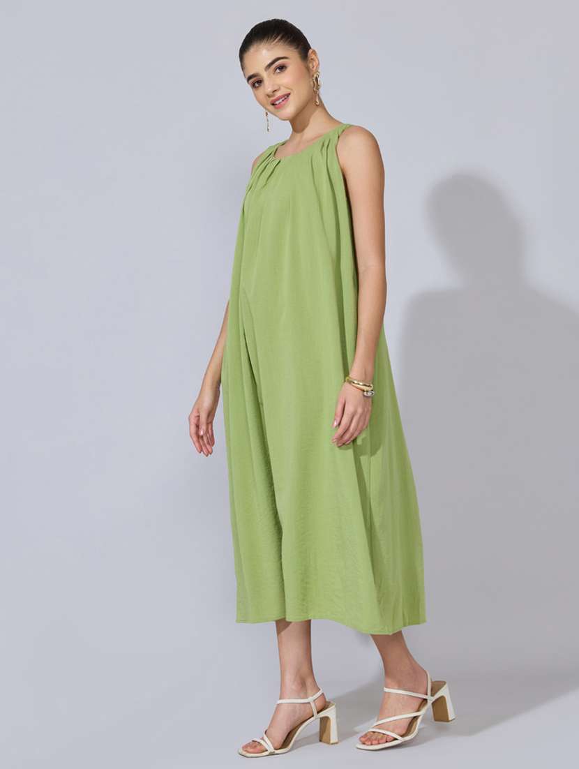 women solid halter neck a-line dress - 22396134 -  Standard Image - 3