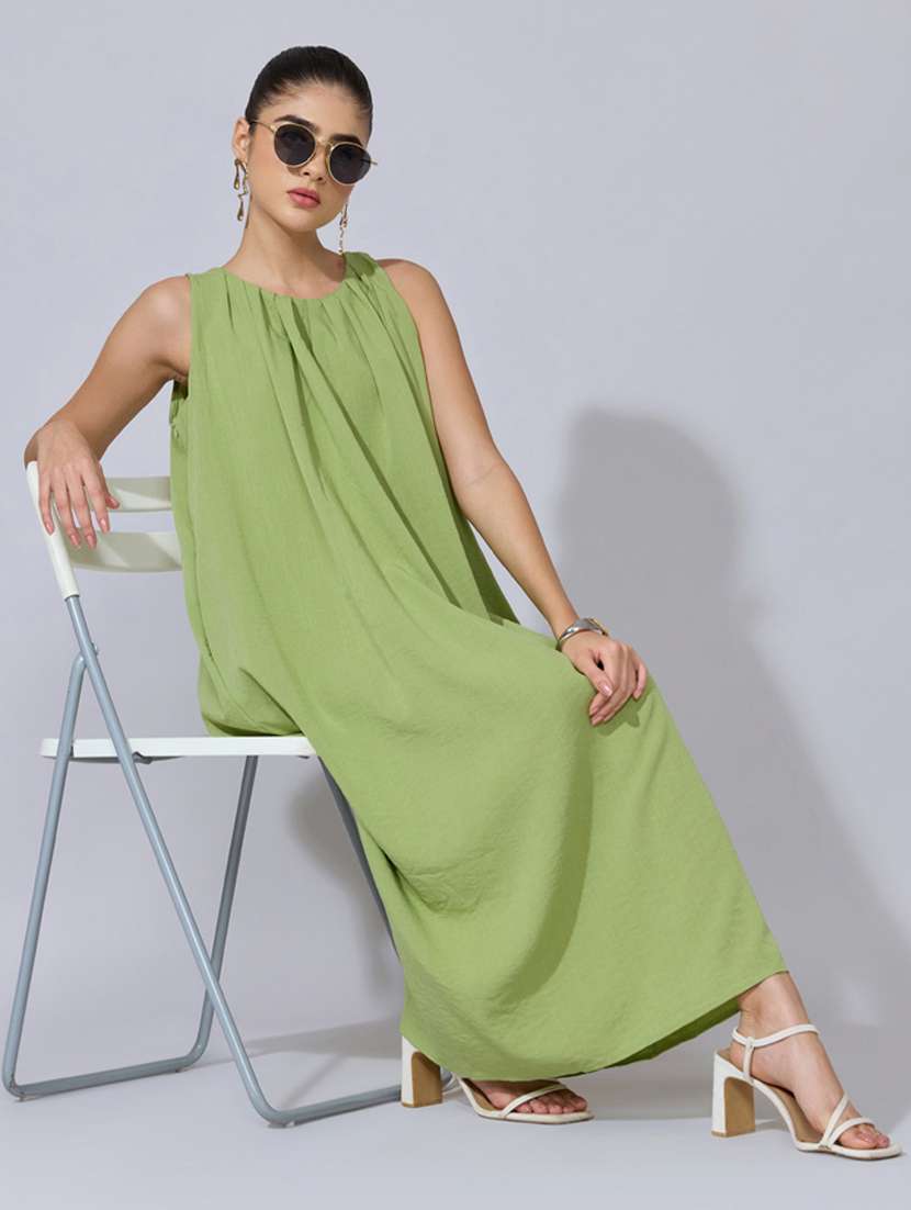 women solid halter neck a-line dress - 22396134 -  Standard Image - 5