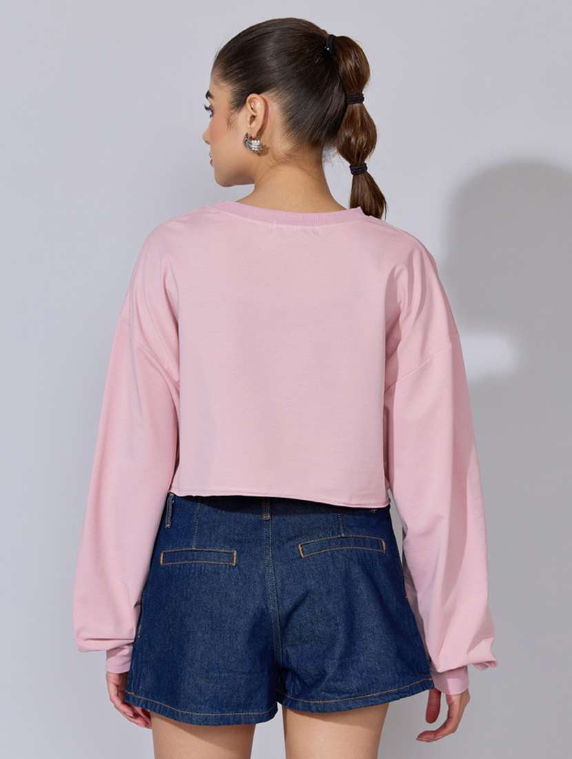 women printed long sleeve crop sweatshirt - 22396150 -  Standard Image - 3