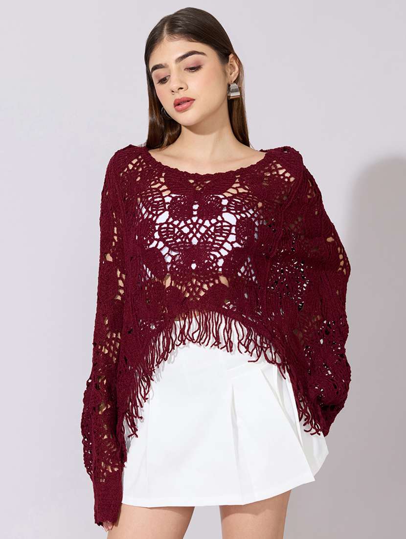 women self designed long sleeve crop top