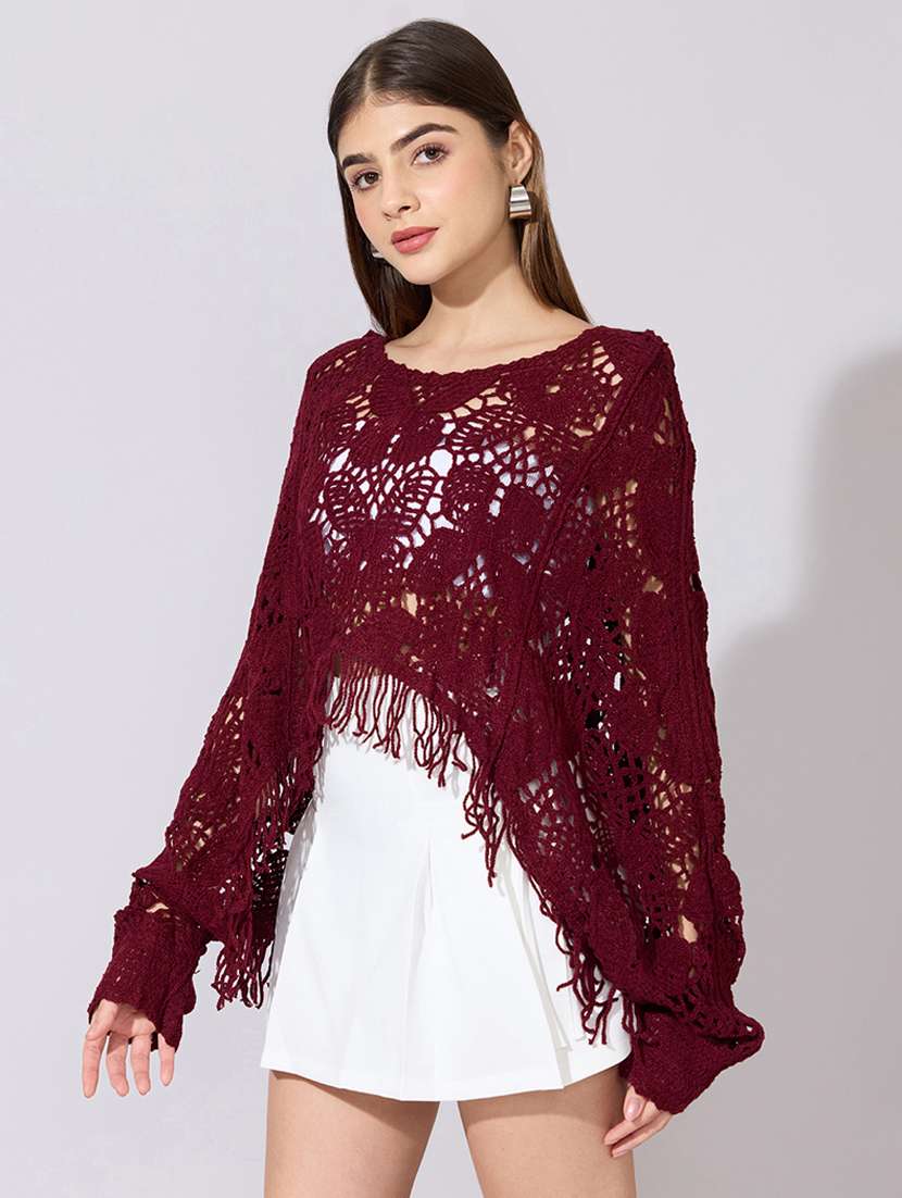 women self designed long sleeve crop top - 22396158 -  Standard Image - 3