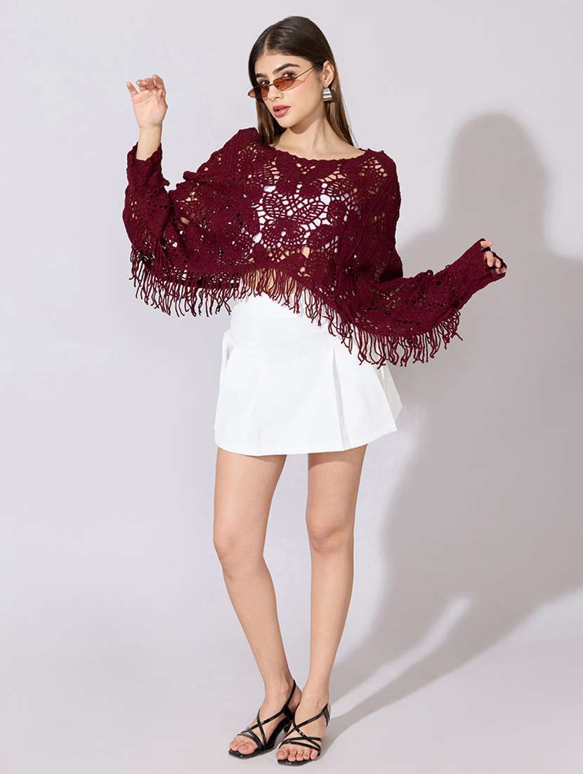 women self designed long sleeve crop top - 22396158 -  Standard Image - 5