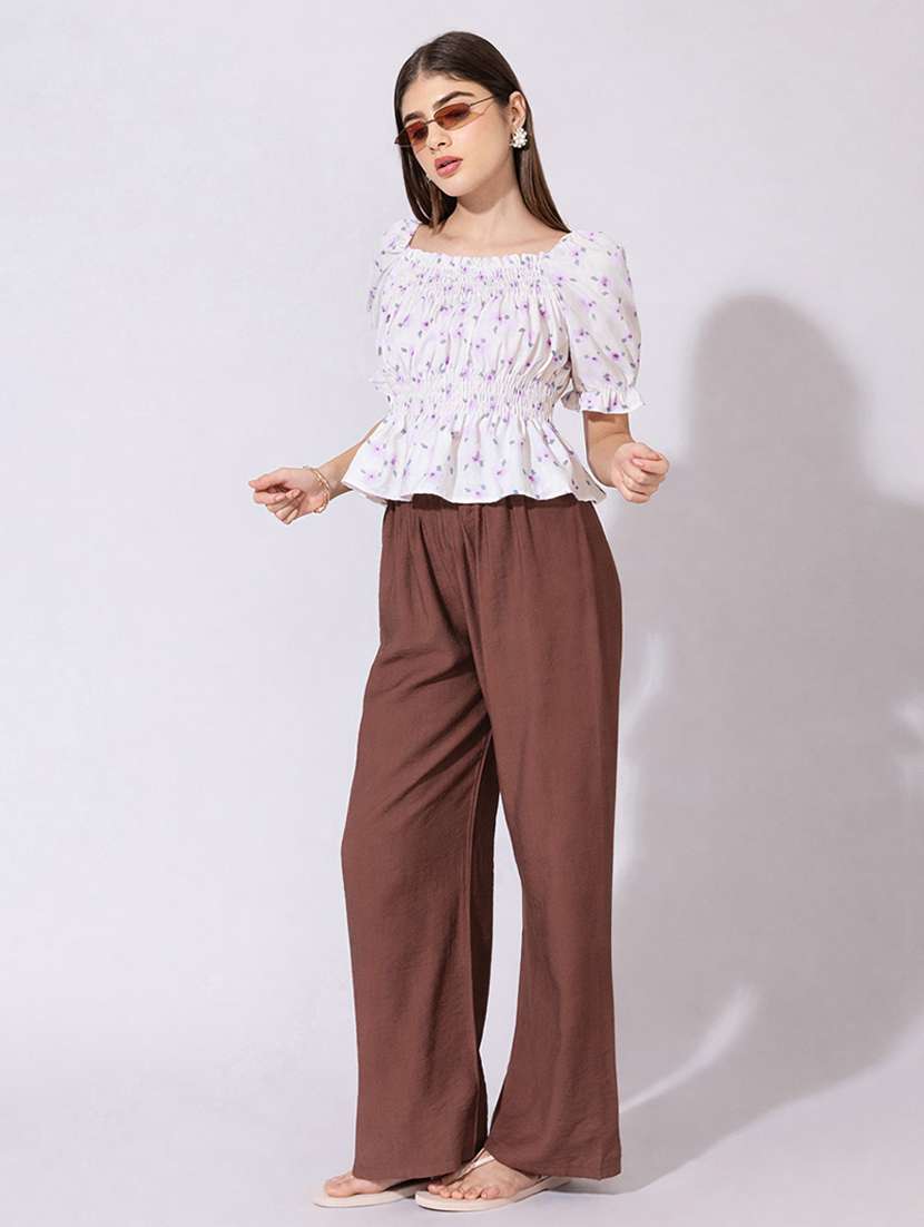 women printed puff sleeve peplum top - 22396161 -  Standard Image - 5