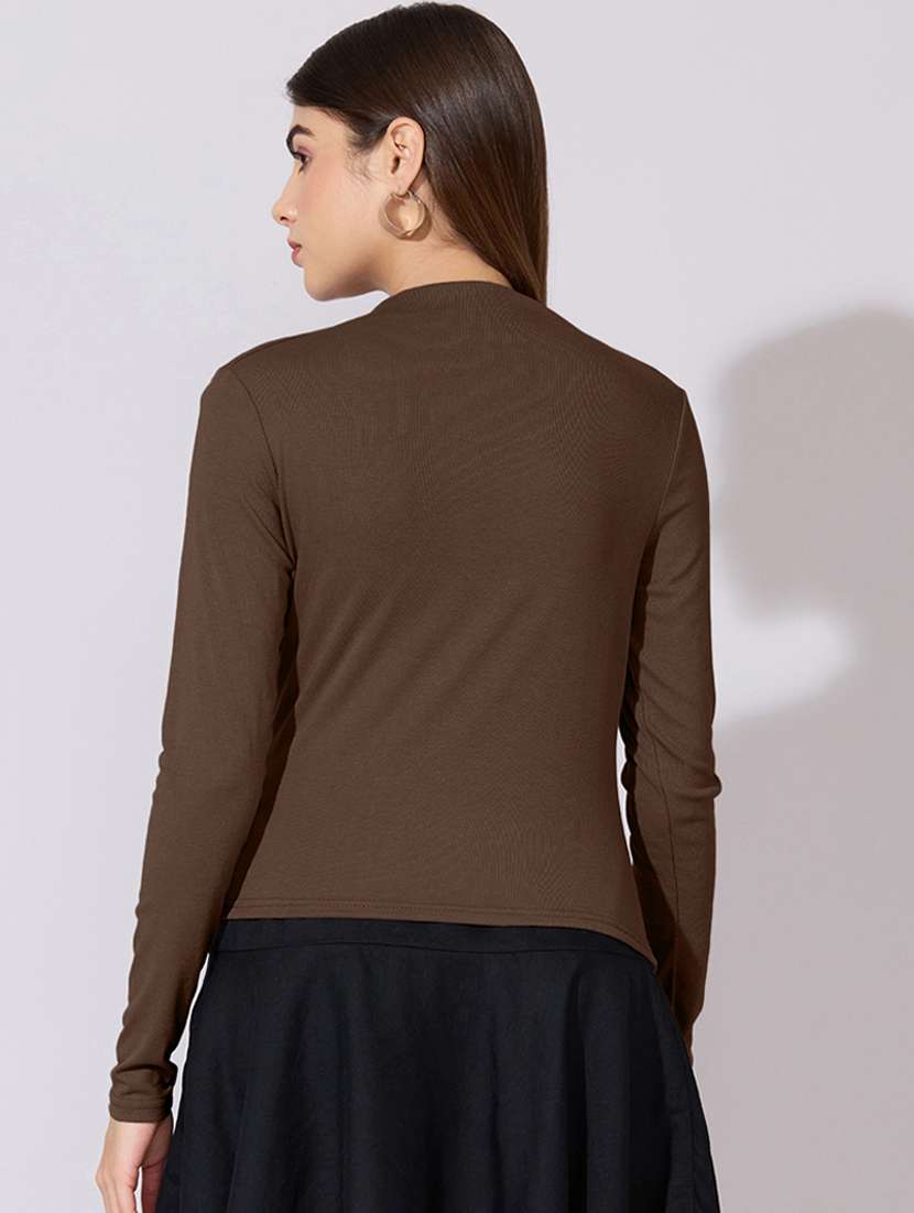 women solid long sleeve ruched top - 22396164 -  Standard Image - 3