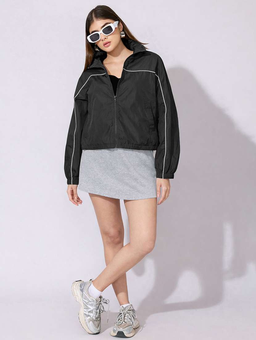 women solid long sleeve windcheater jacket - 22396166 -  Standard Image - 5