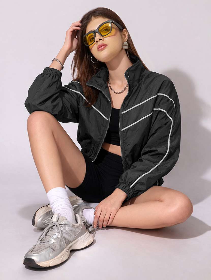 women solid long sleeve biker jacket - 22396168 -  Standard Image - 5