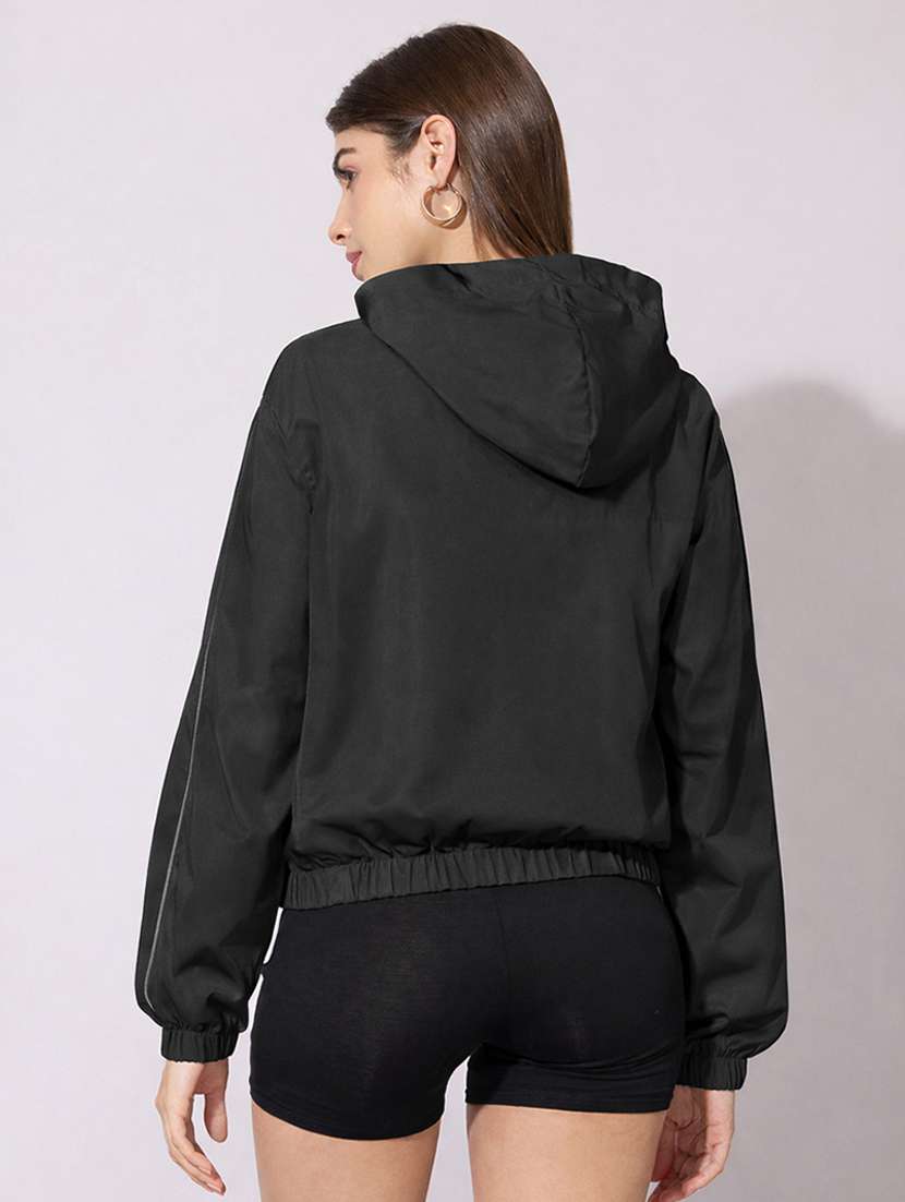 women solid long sleeve hooded jacket - 22396169 -  Standard Image - 3