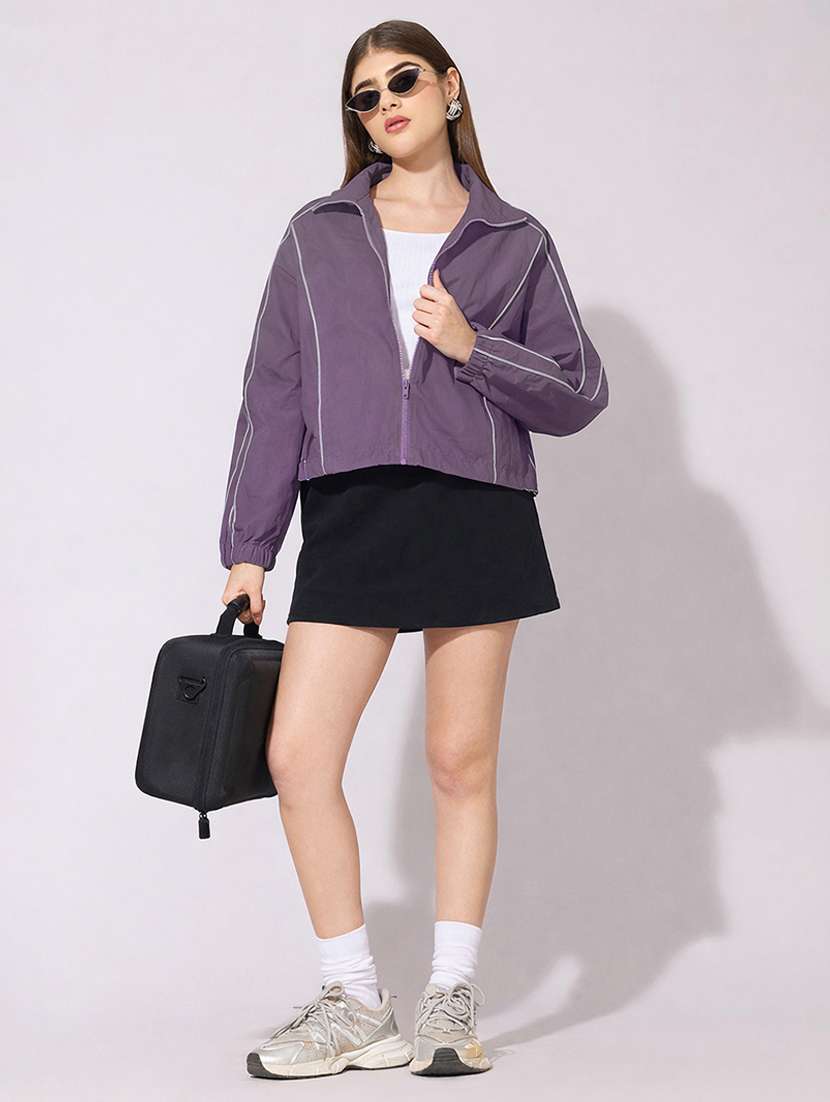 women solid long sleeve biker jacket - 22396170 -  Standard Image - 5