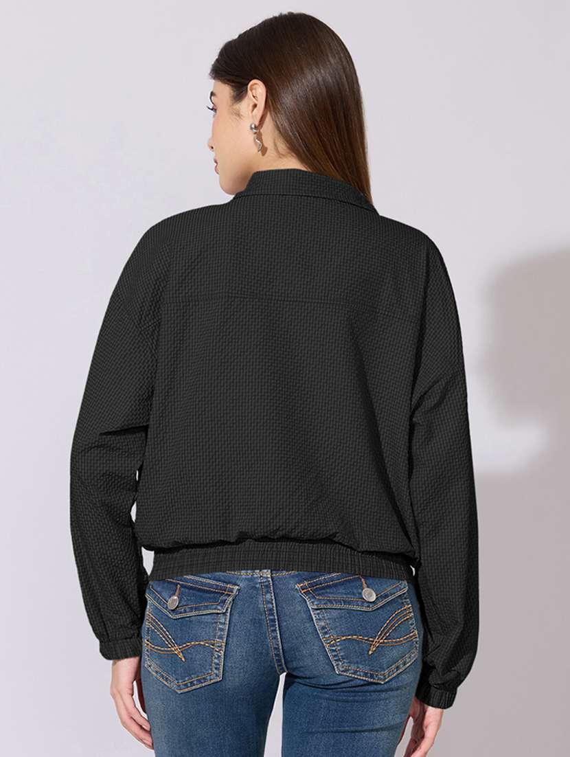 women solid long sleeve biker jacket - 22396171 -  Standard Image - 3