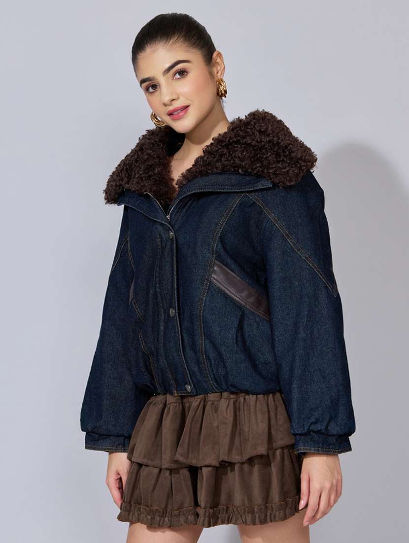 women solid long sleeve oversized denim jacket - 22396191 -  Standard Image - 3