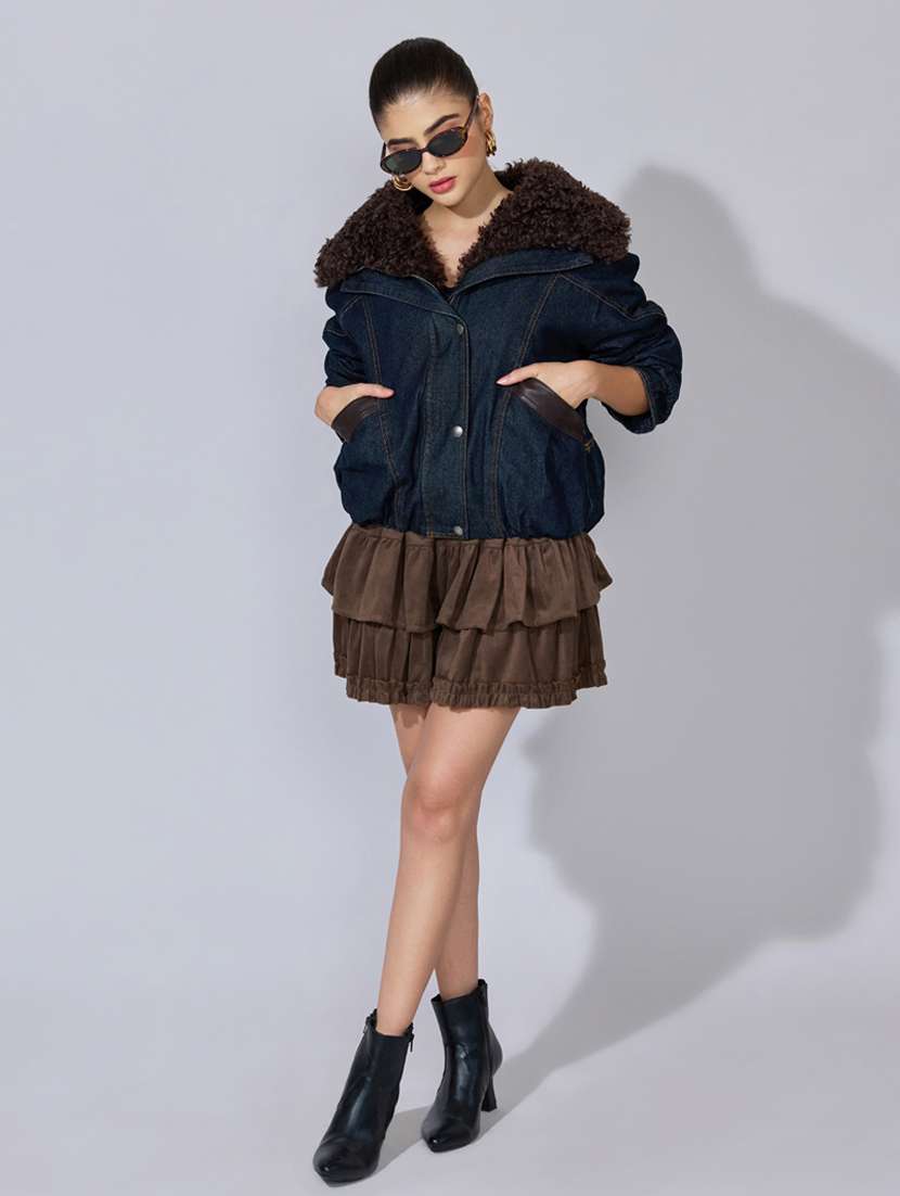 women solid long sleeve oversized denim jacket - 22396191 -  Standard Image - 5
