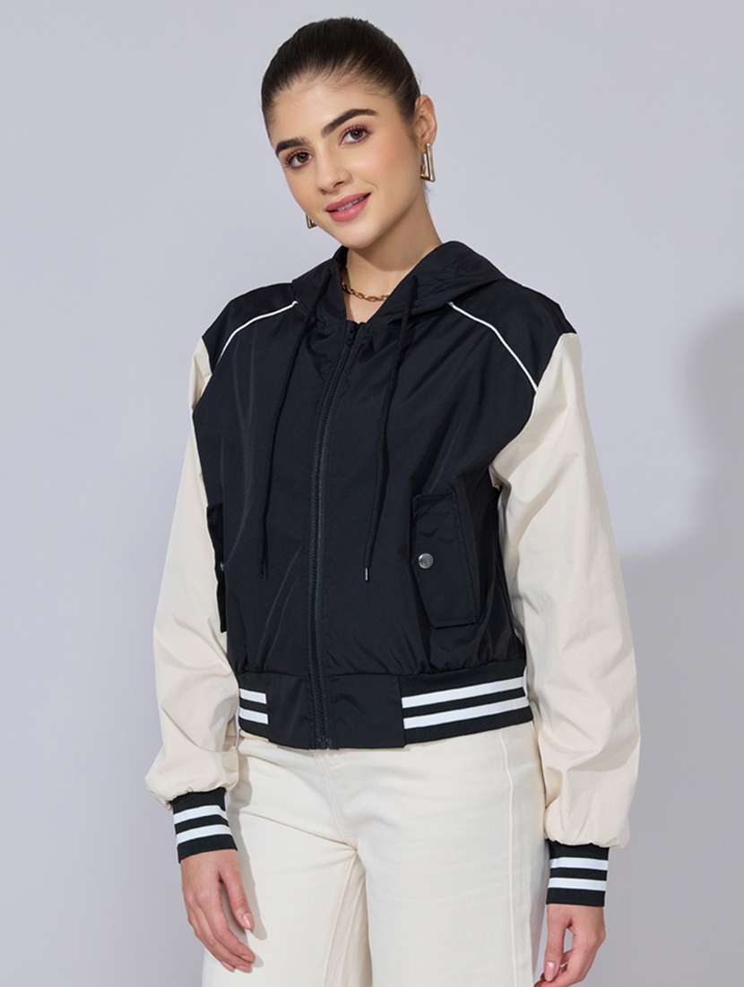women long sleeve hooded bomber jacket - 22396196 -  Standard Image - 3