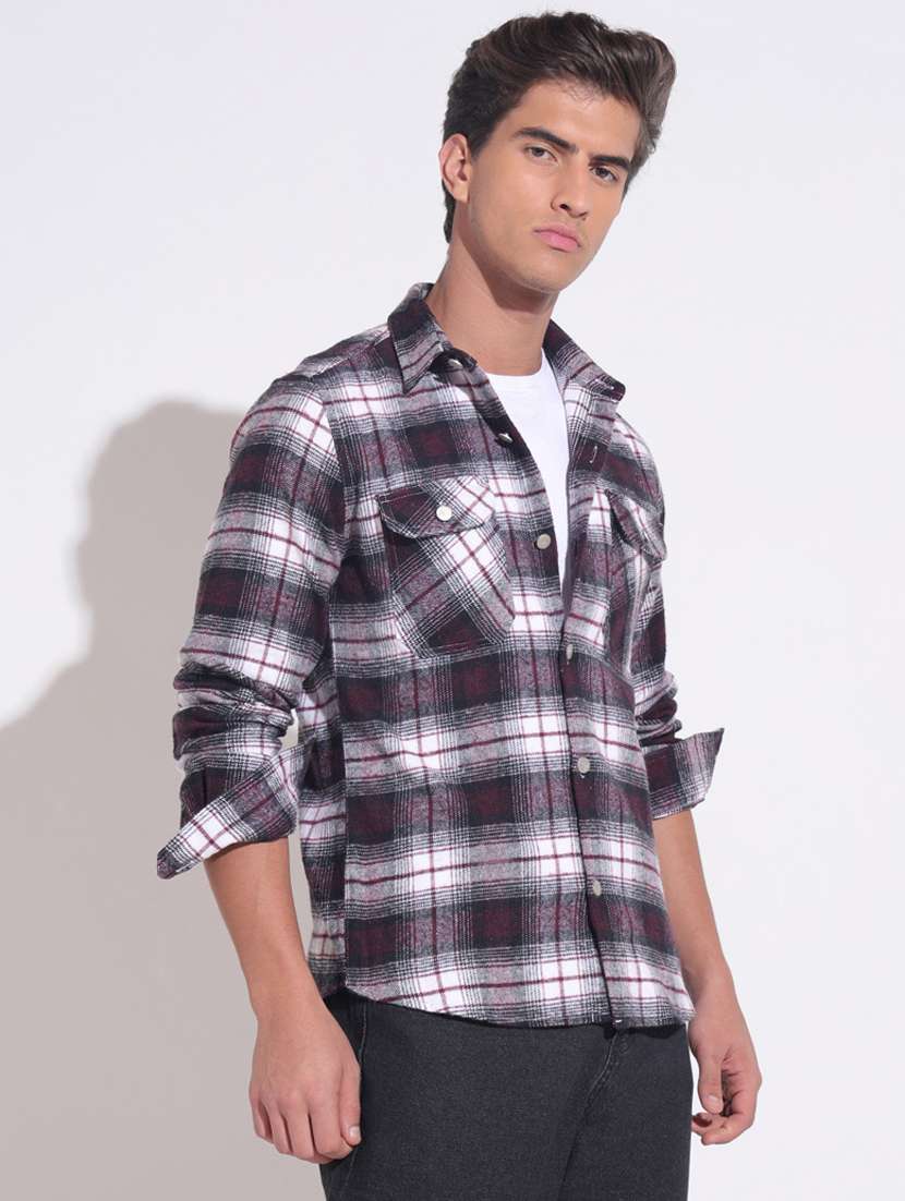 Men Checkered Long Sleeve Regular Fit Shacket - 22396204 -  Standard Image - 3