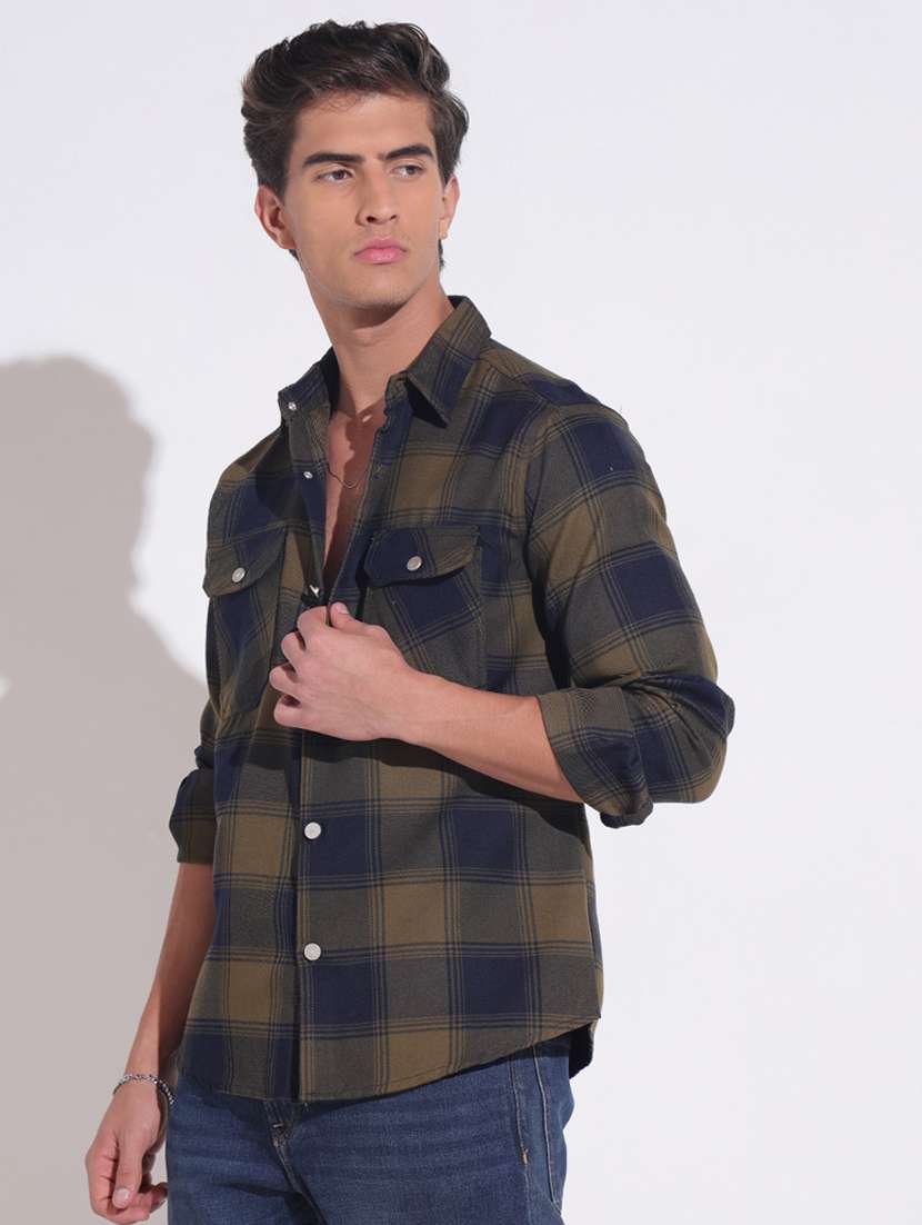 men checkered long sleeve regular fit shacket - 22396206 -  Standard Image - 3