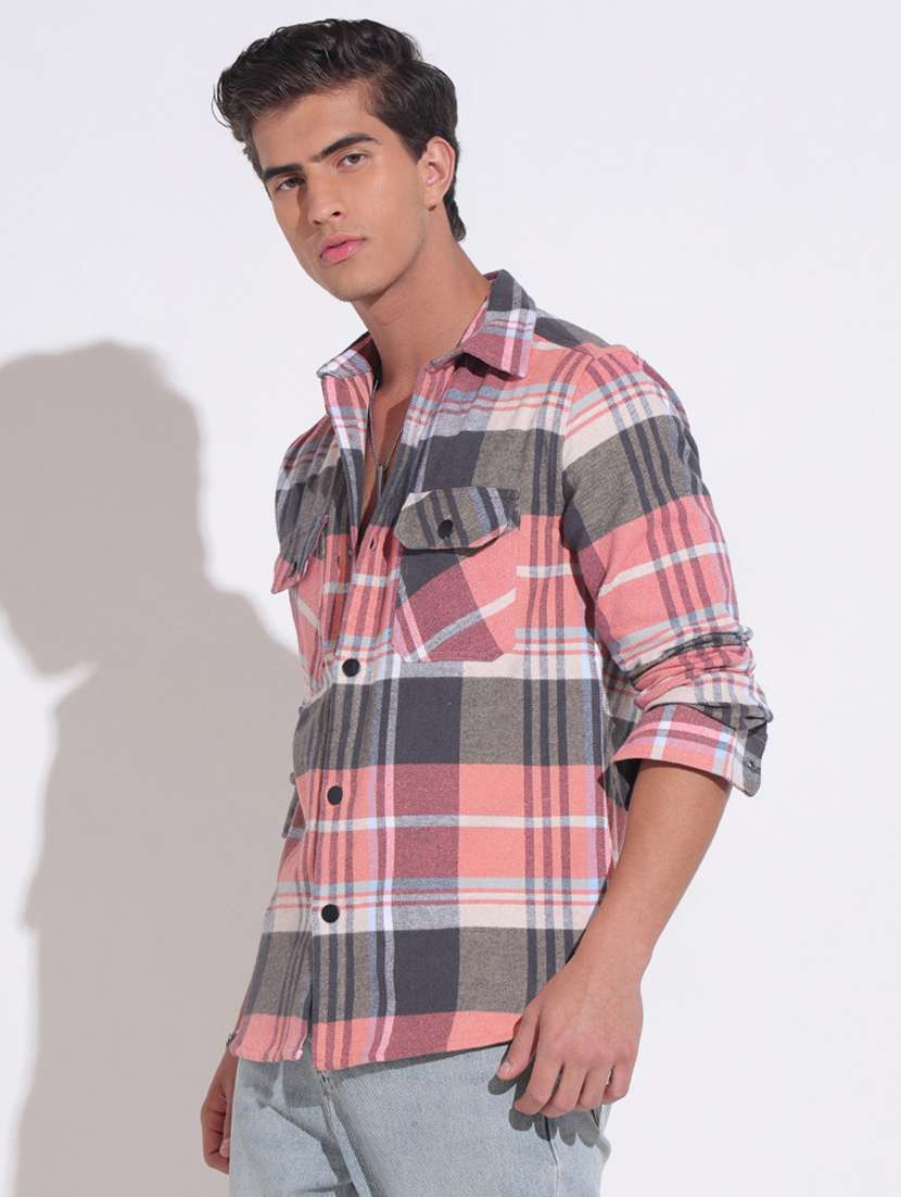 men checkered long sleeve regular fit shacket - 22396208 -  Standard Image - 3