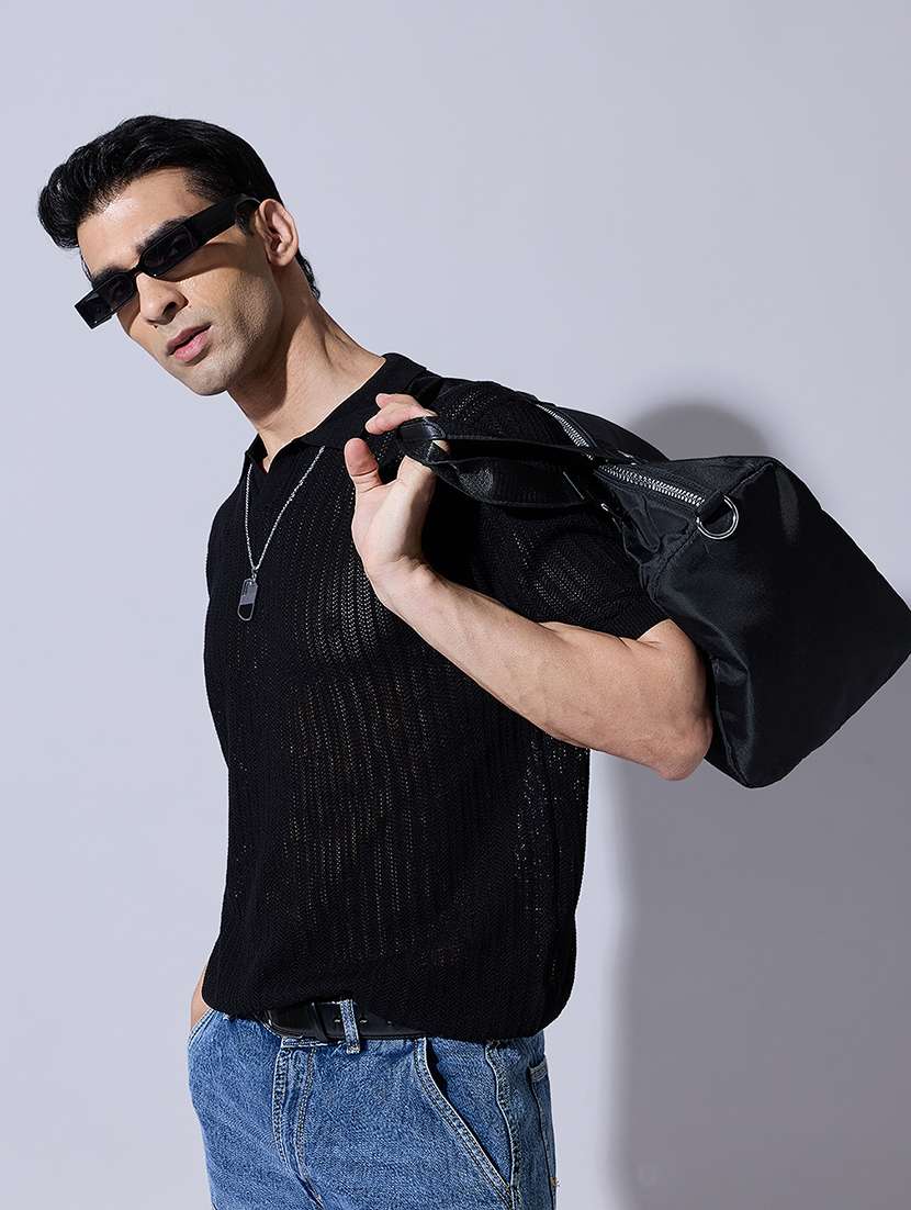 men self design short sleeve regular fit polo t-shirt