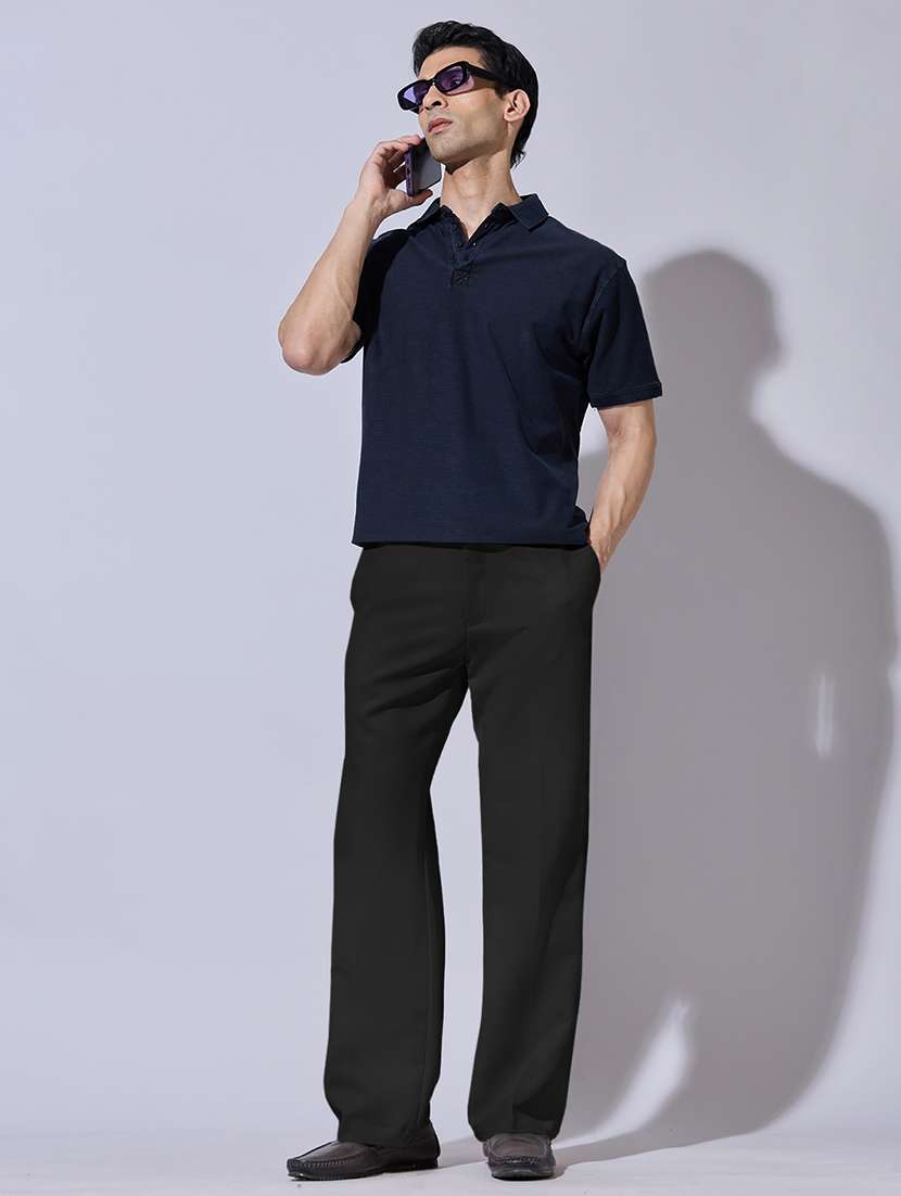 men solid mid rise flat front casual trouser - 22396218 -  Standard Image - 5