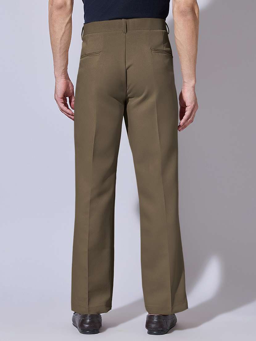 Men Solid Mid Rise Flat Front Casual Trouser - 22396219 -  Standard Image - 3