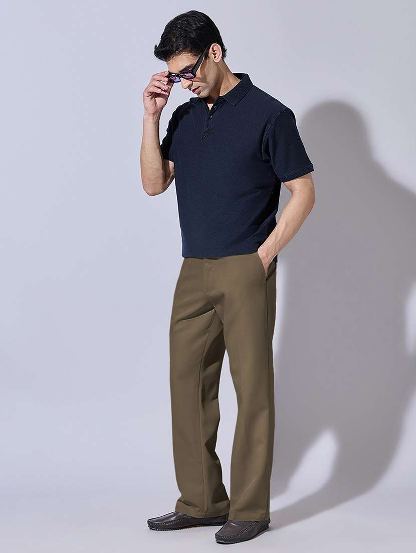 Men Solid Mid Rise Flat Front Casual Trouser - 22396219 -  Standard Image - 5