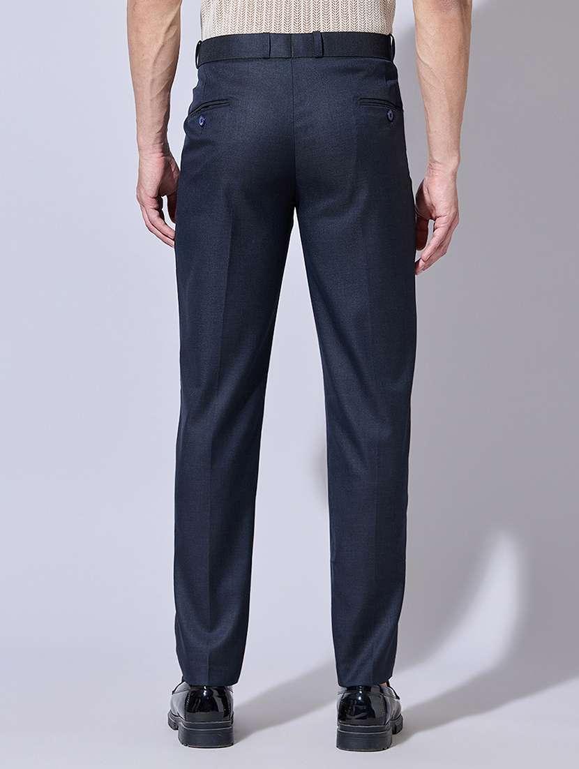 men solid mid rise flat front casual trouser - 22396230 -  Standard Image - 3