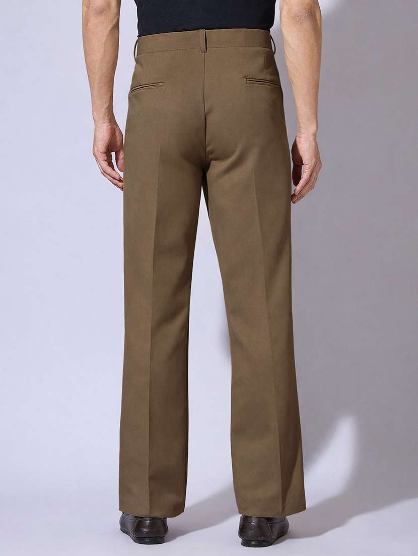 men solid mid rise flat front casual trouser - 22396232 -  Standard Image - 3