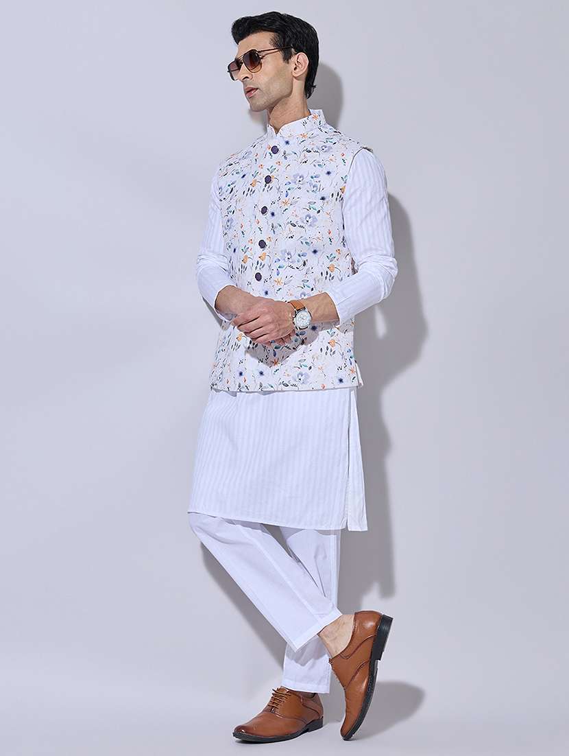 men printed mandarin neck nehru jacket - 22396247 -  Standard Image - 5