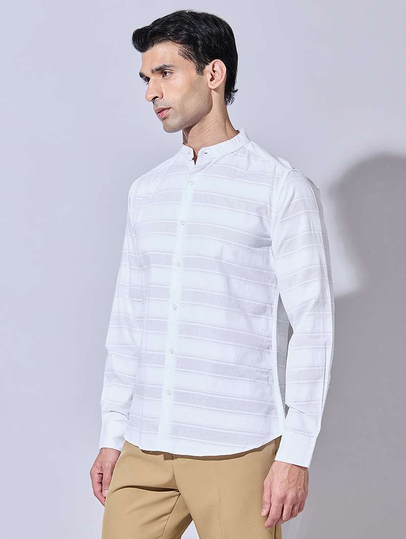 men striped long sleeve regular fit casual shirt - 22396260 -  Standard Image - 3
