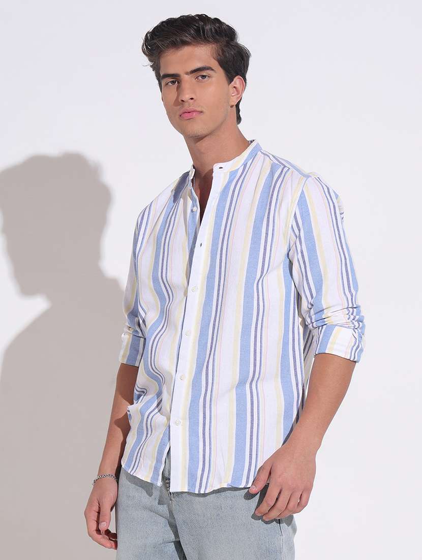 men striped long sleeve regular fit casual shirt - 22396263 -  Standard Image - 3