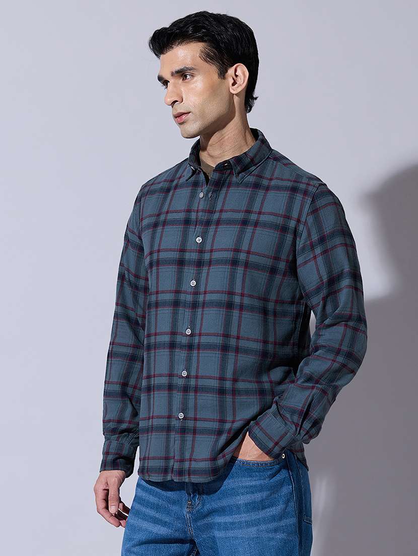 men checkered long sleeve regular fit casual shirt - 22396265 -  Standard Image - 3