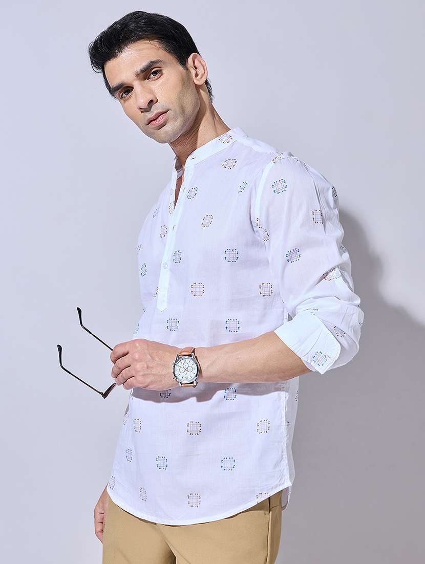 men printed long sleeve regular fit casual shirt