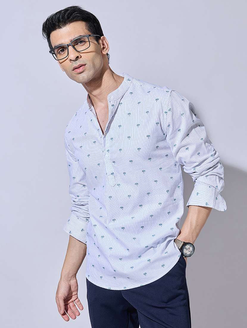 men printed long sleeve regular fit casual shirt