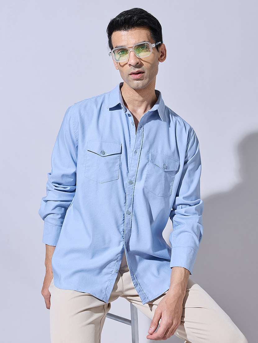 men solid long sleeve regular fit casual shirt