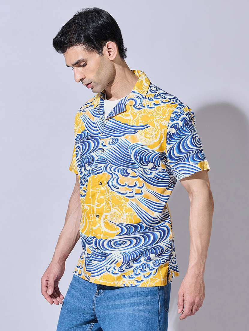 men printed short sleeve regular fit casual shirt - 22396278 -  Standard Image - 3