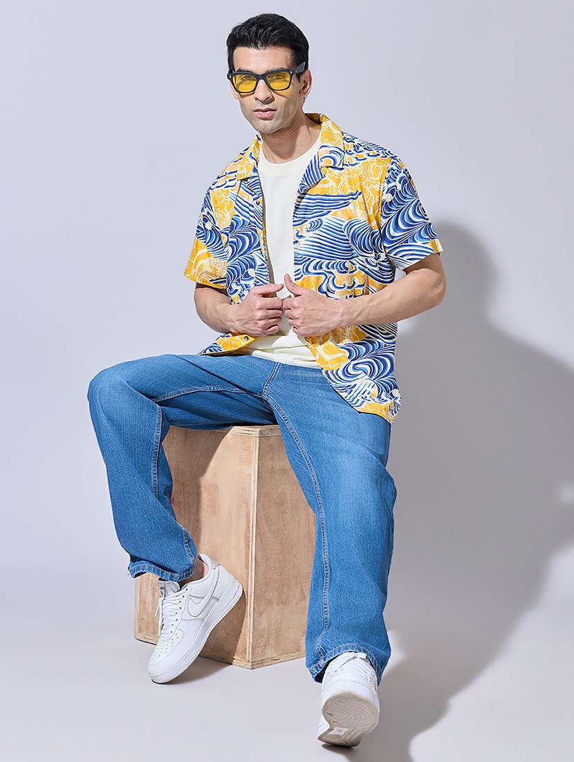 men printed short sleeve regular fit casual shirt - 22396278 -  Standard Image - 5