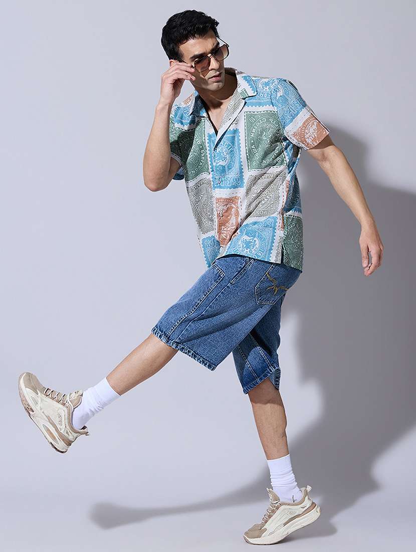 men printed short sleeve regular fit casual shirt - 22396281 -  Standard Image - 5