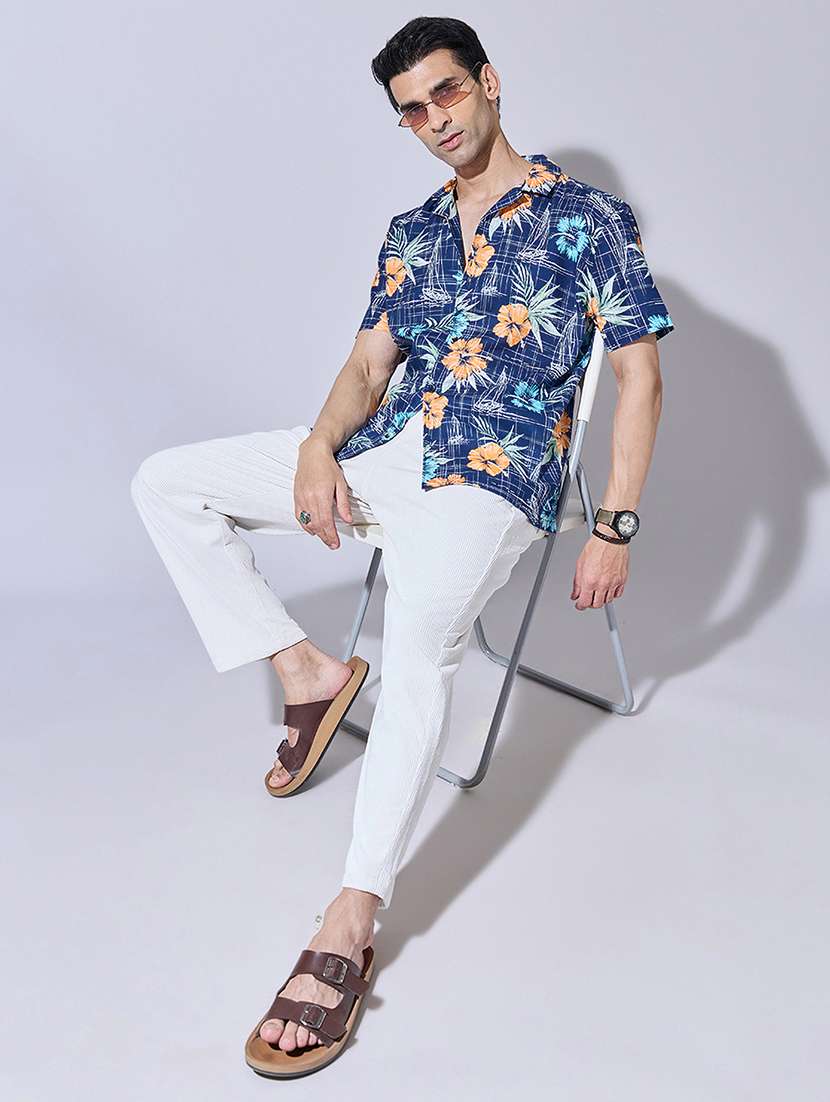 men printed short sleeve regular fit casual shirt - 22396285 -  Standard Image - 5