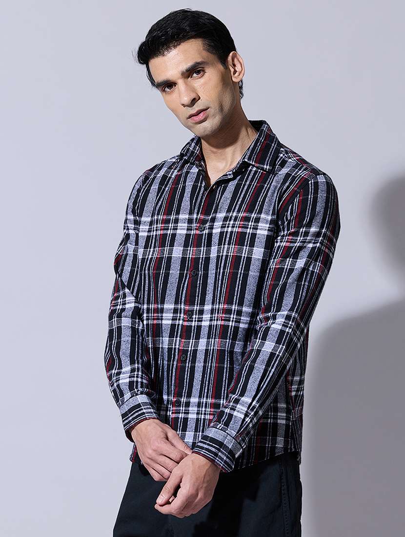 men checkered long sleeve regular fit casual shirt - 22396289 -  Standard Image - 3