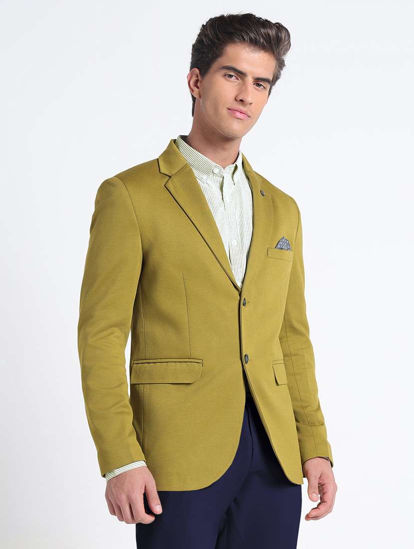 men solid lapel collar single breasted blazer - 22396292 -  Standard Image - 3