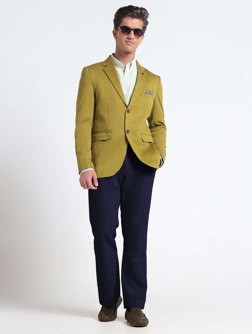 men solid lapel collar single breasted blazer - 22396292 -  Standard Image - 5