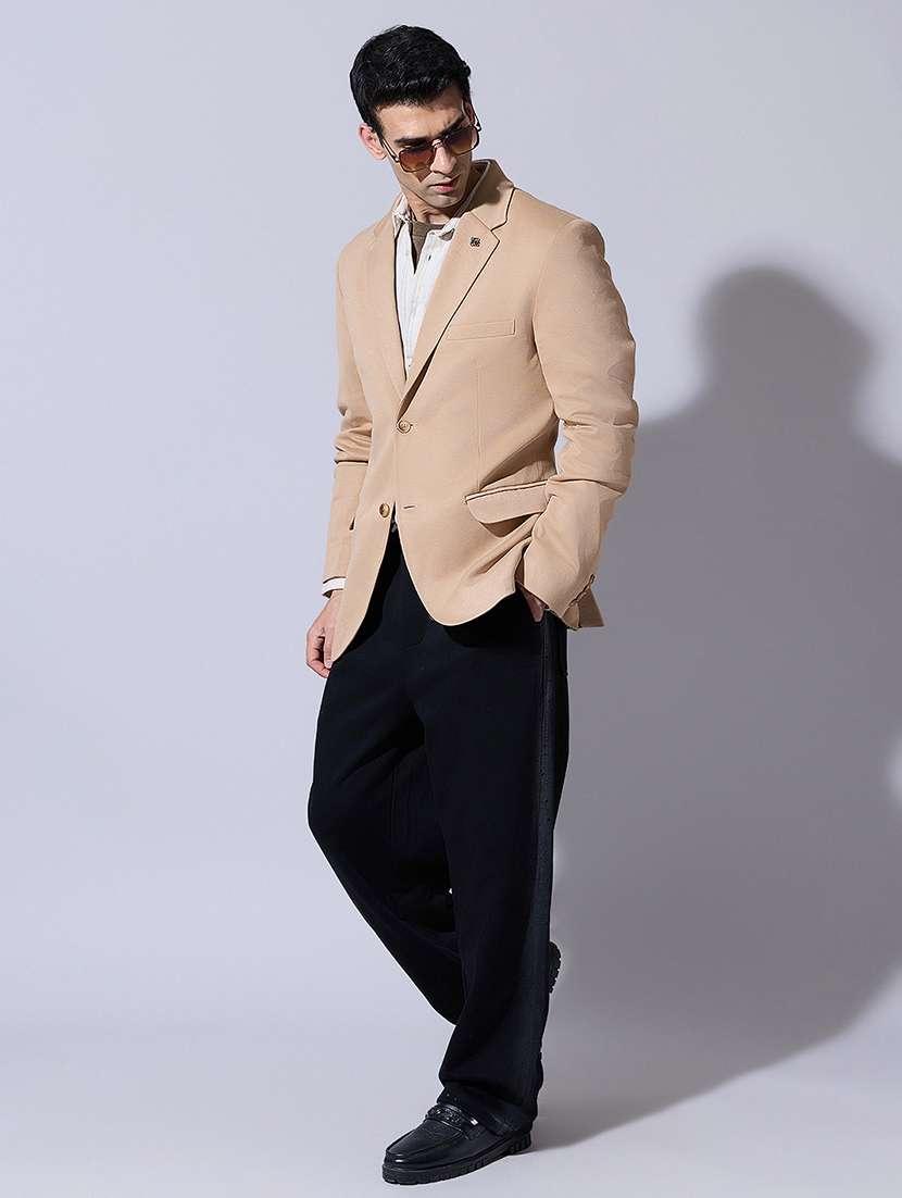 men solid lapel collar single breasted blazer - 22396293 -  Standard Image - 5