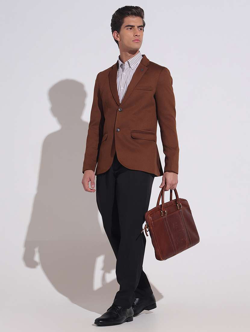 men solid lapel collar single breasted blazer - 22396294 -  Standard Image - 5