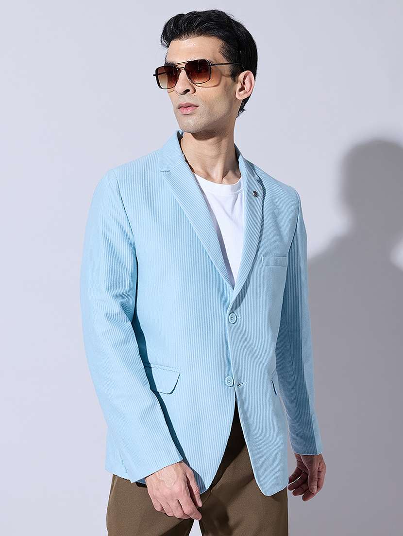 men solid lapel collar single breasted blazer