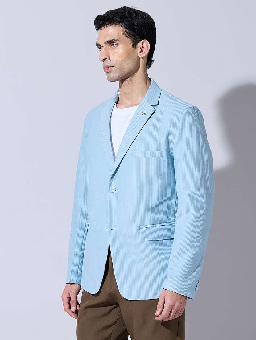 men solid lapel collar single breasted blazer - 22396298 -  Standard Image - 3