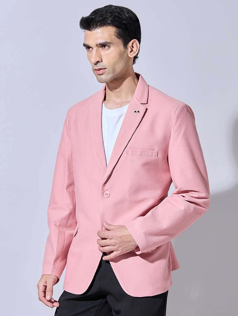 men solid lapel collar single breasted blazer - 22396303 -  Standard Image - 3