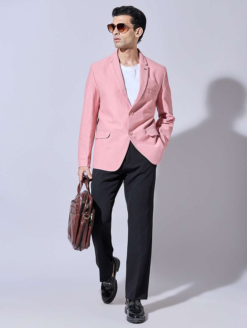 men solid lapel collar single breasted blazer - 22396303 -  Standard Image - 5