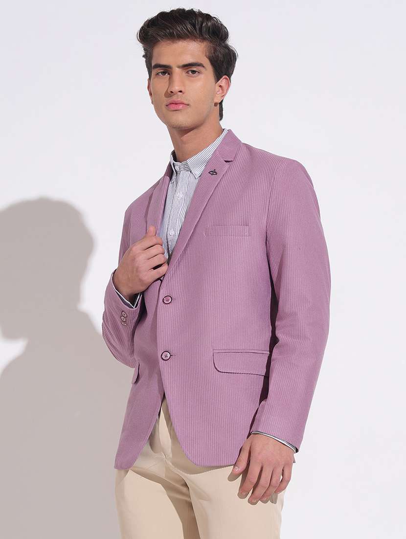 men solid lapel collar single breasted blazer - 22396304 -  Standard Image - 3